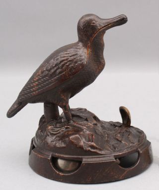 Rare Antique Bronzed Cast Iron Figural Seagull Hotel Desk Service Counter Bell 2