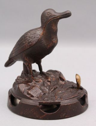 Rare Antique Bronzed Cast Iron Figural Seagull Hotel Desk Service Counter Bell 3