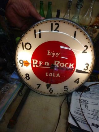 50s Vintage Red Rock Cola 15 " Lighted Telechron Clock/sign - Ashland Mass -