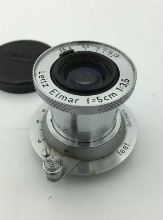 Vintage Leica Leitz Elmar F=5cm 1:3.  5 Lens