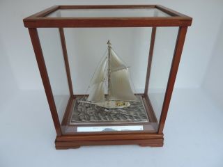 Masterly Crafted Japanese Solid Sterling Silver Model Ship Sailboat Yacht Japan