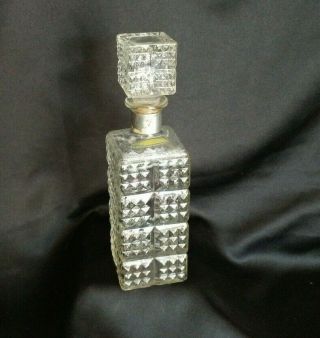 Vintage Four Roses Whiskey Glass Decanter Usa Diamond Pattern Mcm Barware Empty