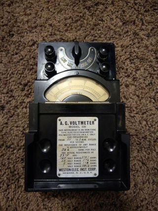 Weston Electrical Instruments Ac Voltmeter Model 330 Vintage