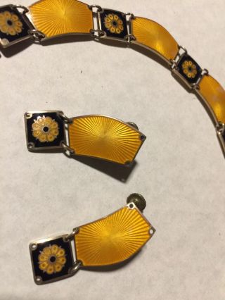 Vintage David Andersen Sterling Guilloché Enamel Necklace Bracelet & Earrings 2