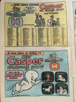 1970 Comic Book Ad Pg For Casper The Friendly Ghost Tv Cartoon Show Harvey Films