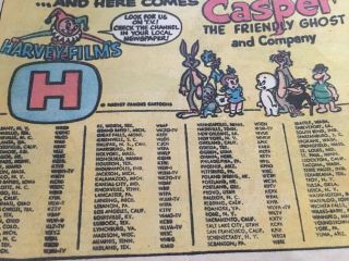 1970 Comic Book Ad Pg for Casper The Friendly Ghost TV Cartoon Show Harvey Films 2