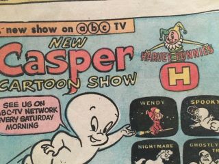 1970 Comic Book Ad Pg for Casper The Friendly Ghost TV Cartoon Show Harvey Films 3