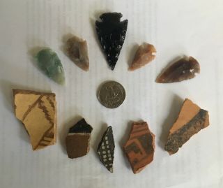 Hopi Indian Pot Shards,  Very Old,  Old Arrowheads