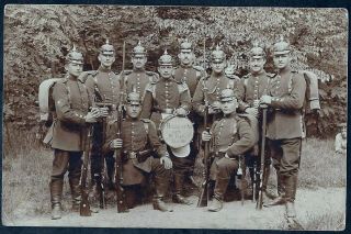German Soldiers With Spike Helmet And Rifle With Baionet,  Top Photo