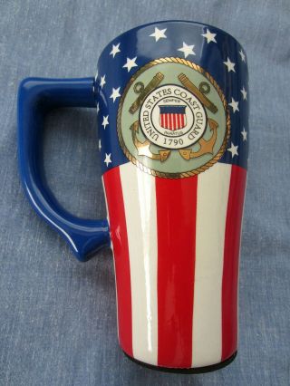 United States Coast Guard Coffee Cup Mug Red White & Blue Tall Stars & Stripes