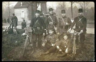 Ww1 - French Soldiers With Bicycle