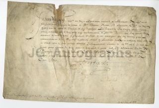 1616 France - 17th Century French Manuscript Document Signed On Vellum