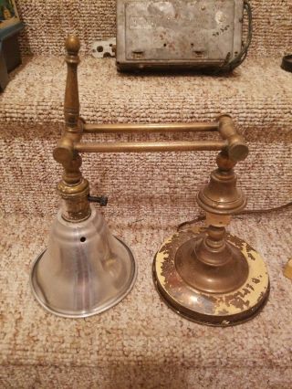 Vintage Antique P&s Articulating Brass Industrial Light Lamp - Steampunk -