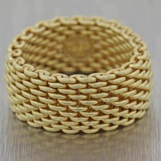 Vintage Estate Tiffany & Co.  18k Yellow Gold 10mm Wide Band Mesh Ring