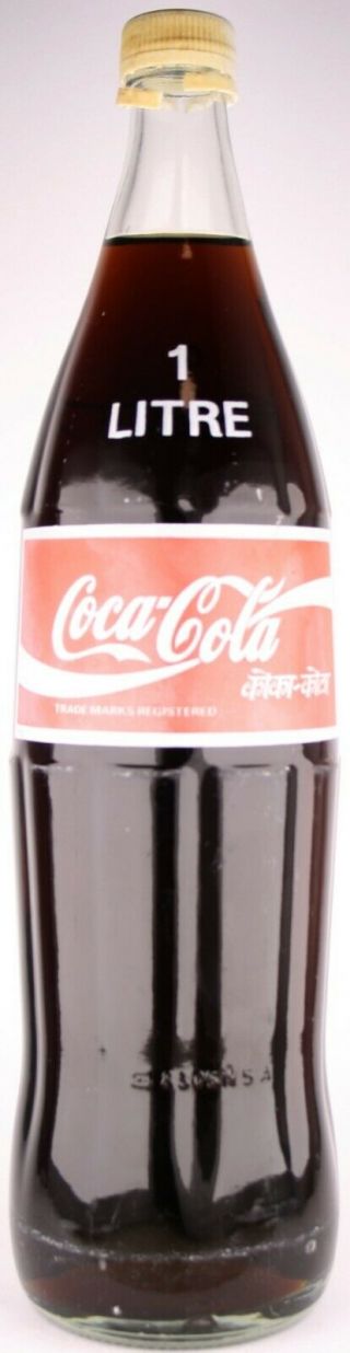 Nepal 1 liter Coca - Cola ACL bottle w/original cap 2