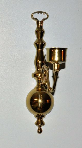 Williamsburg Style Brass Candle Wall Sconce 12 1/2 " Tall Shiny Brass