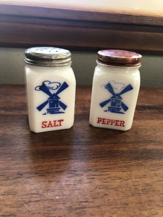 Vintage Milk Glass Lighthouse Salt And Pepper Shakers,  Made In Usa