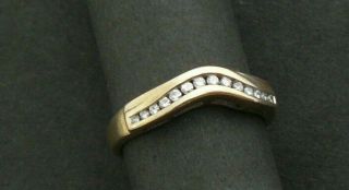 Vintage 9 Ct.  Yellow Gold & (14 No) Diamond Wedding Ring Size L 1/2 -