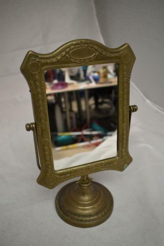 Vintage Brass Frame Standing Tilting Dressing Table Mirror
