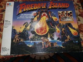 Vintage Fireball Island 1986 3 - D Board Game Mb Milton Bradley 3d - 100 Complete