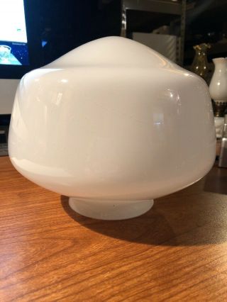 Vtg Art Deco Milk Glass Industrial White Light Shade Schoolhouse Globe 8 1/4”