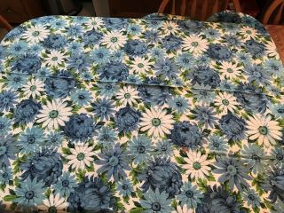 Sweet Vintage 60s 70s Blue Daisy Floral Pattern Tablecloth 62 " X 50 "
