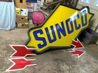 Vintage Sunoco Porcelain Double Sided Sign