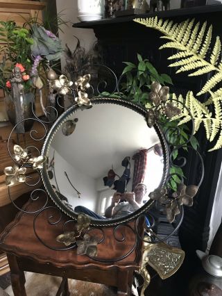 Vintage Convex Hall Mirror With Iron Frame