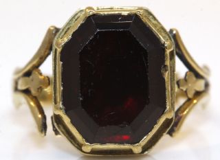 Lovely Vintage 14k Yellow Gold Ring With 3.  00 Ct Garnet 3.  5 Grams X9