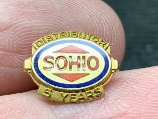 Sohio Oil And Gas 10k Gold Stunning 5 Years Distributor Service Award Pin.