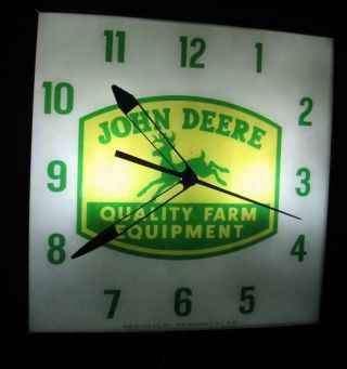 Vintage Pam Lighted Advertising JOHN DEERE QUALITY FARM EQUIPMENT Clock 3