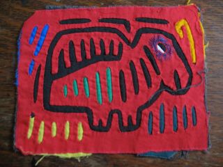 Vintage Panama Mola Wild Pig Kuna Indian Textile Art Hand Sewn Folk Art 5 Appliq
