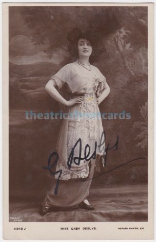 Stage Actress And Dancer Gaby Deslys In Costume.  Signed Postcard