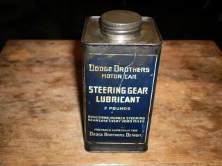 Extremely Rare Vtg.  Dodge Brothers Motor Car Steering Gear Lubricant 2 Lb.  Can 3
