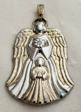 Vintage Sterling Silver Gorham Diamond Guardian Angel Pendant