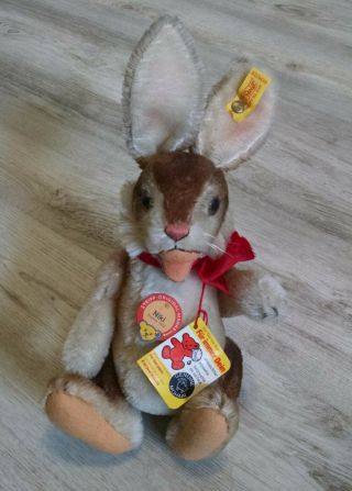 Vintage Steiff Niki Mohair Rabbit Bunny Made In Western Germany W/tags 12 "