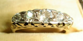 A Gorgeous Antique Solid 18ct Gold Five Stone Diamond (0.  75ct) Set Eternity Ring