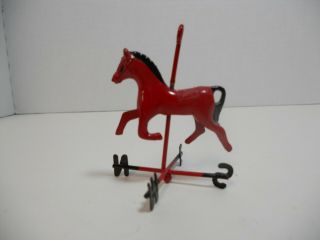Vintage Miniature Midwest Red Cast Metal Carousel Horse Weathervane