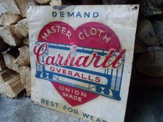 Vintage Carhartt Overalls Metal Advertising Sign 18x18 Union Made