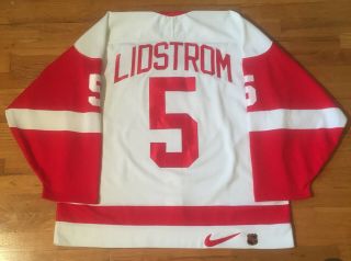 Authentic Vintage Detroit Red Wings Lidstrom Hockey Jersey Nike White Size 52 2