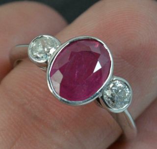 Solid 18 Carat White Gold Ruby And Diamond Trilogy Stack Ring D0280
