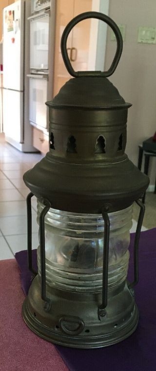 Vintage Brass Nautical Ship Lantern 10.  5”