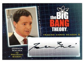 Big Bang Theory Season 5 Autograph Joshua Malina As President Siebert Card A12