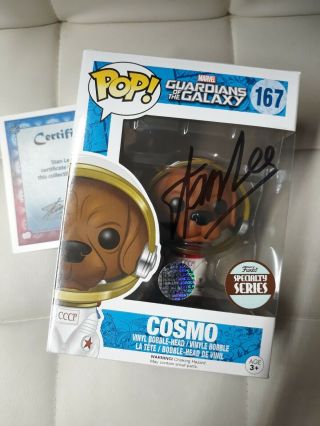Guardians Of The Galaxy Signed Autographed Funko Pop Cosmo Dog Gift Stan Lee