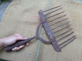 Antique Wrought Iron Eel Fishing Spear Hunting Gafg Gig Trident Head