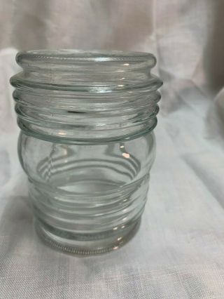 Vintage Glass Light Globe Ribbed Jelly Jar Clear Porch Ceiling Shade Fitter