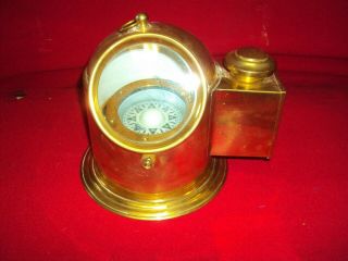 C.  Plath Hamburg,  Germany Brass Nautical Compass W/ Lamp