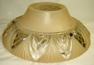Vintage Antique Art Deco Glass Ceiling Light Fixture,  Lamp Shade,  10 - 1/4 " Across