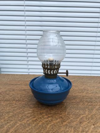 Vintage Pixie / Kelly / Oil Lamp With Glass Shade