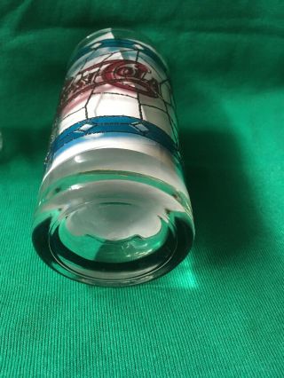 Vintage Pepsi Cola Tiffany Style Stained Glass Glasses Drinking 12oz Set of 2 3